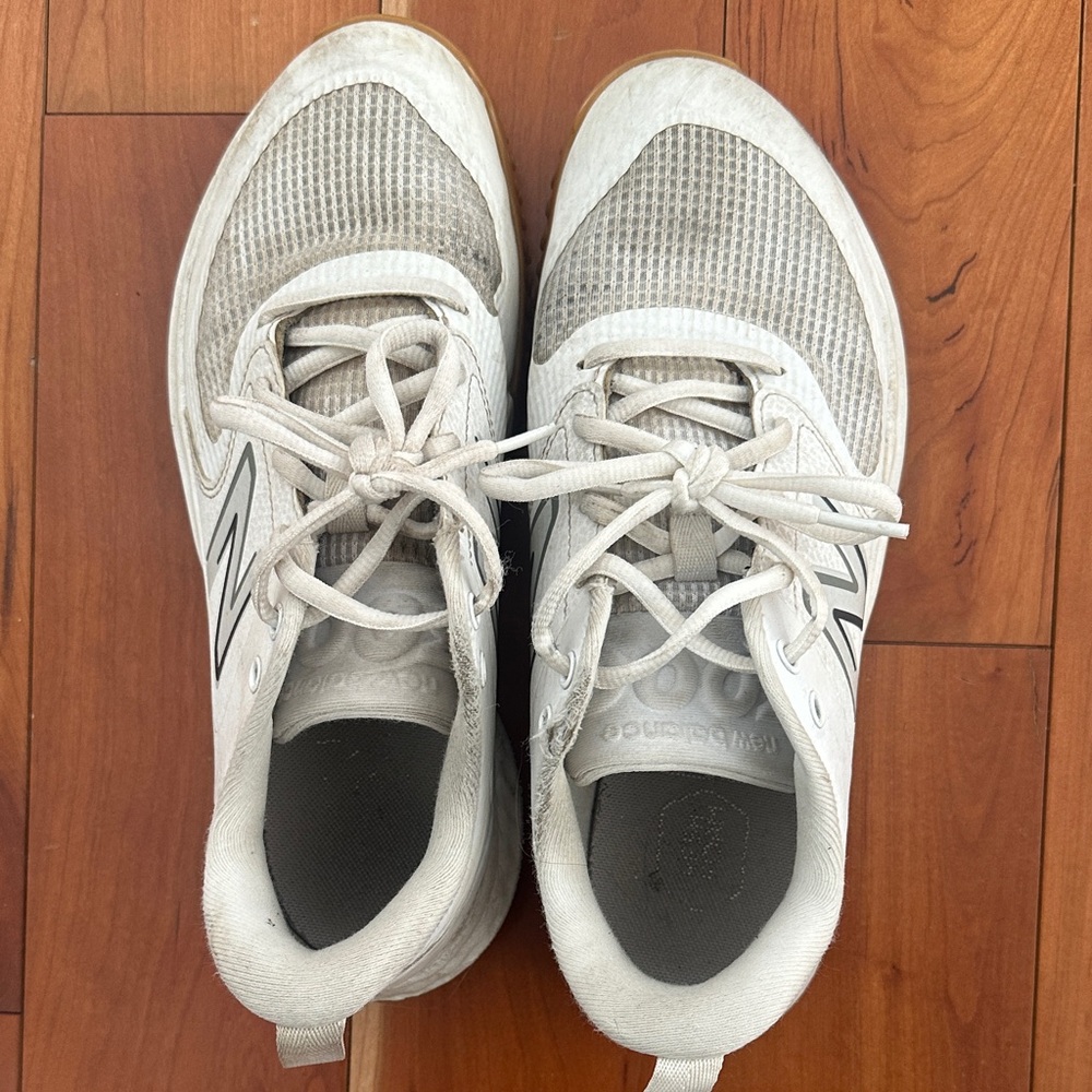 New Balance Gray and White Turf Shoes